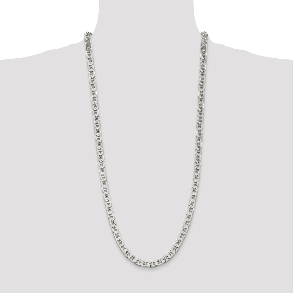 Sterling Silver 30" Flat Anchor Chain Necklace - 6.5mm Width by Lumare Gioia
