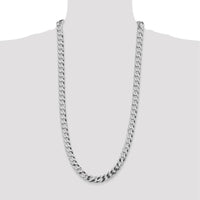 Sterling Silver 30" Flat Curb Chain Necklace - 9.75mm Width with Rhodium Plating by Lumare Gioia