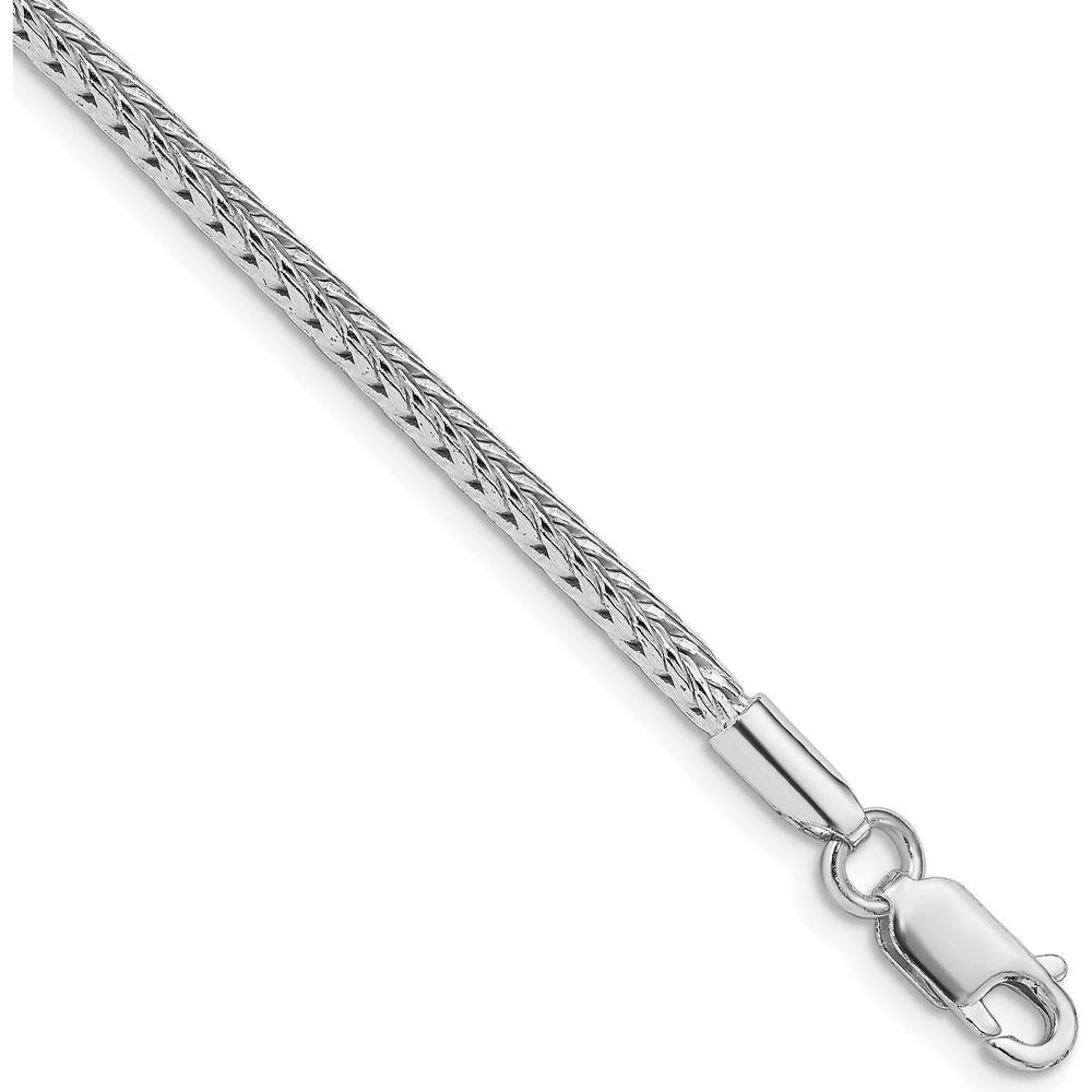 Sterling Silver 30" Franco Chain with Diamond-Cut Texture - Rhodium-Plated 2.5mm Width by Lumare Gioia