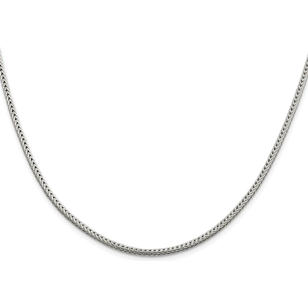 Sterling Silver 30" Franco Chain with Diamond-Cut Texture - Rhodium-Plated 2.5mm Width by Lumare Gioia