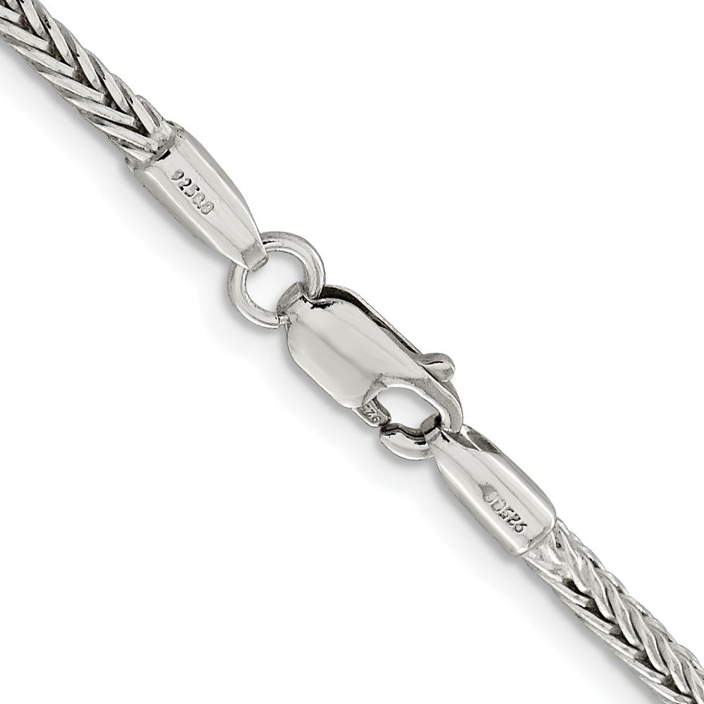 Sterling Silver 30" Franco Chain with Diamond-Cut Texture - Rhodium-Plated 2.5mm Width by Lumare Gioia
