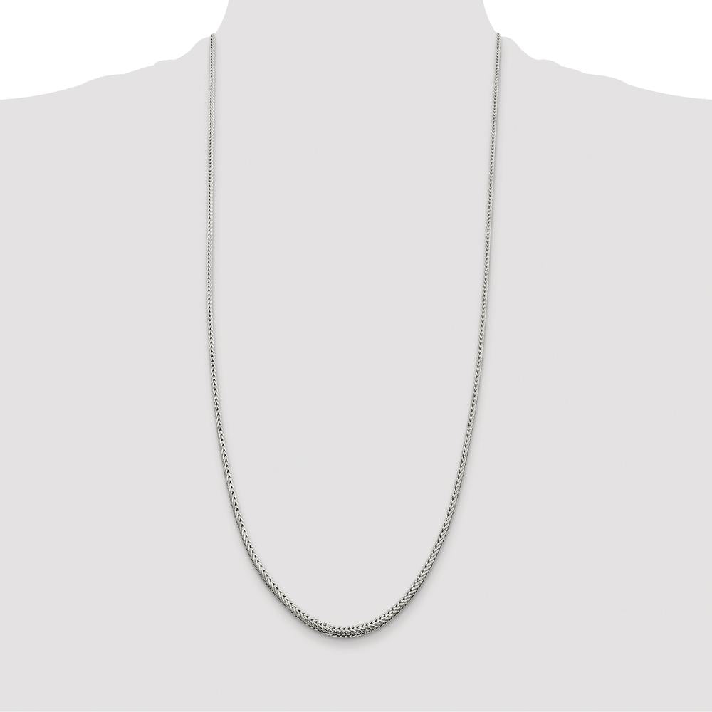 Sterling Silver 30" Franco Chain with Diamond-Cut Texture - Rhodium-Plated 2.5mm Width by Lumare Gioia