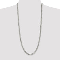 Sterling Silver 30" Pave Curb Chain Necklace - Rhodium-Plated, 5.5mm Width by Lumare Gioia