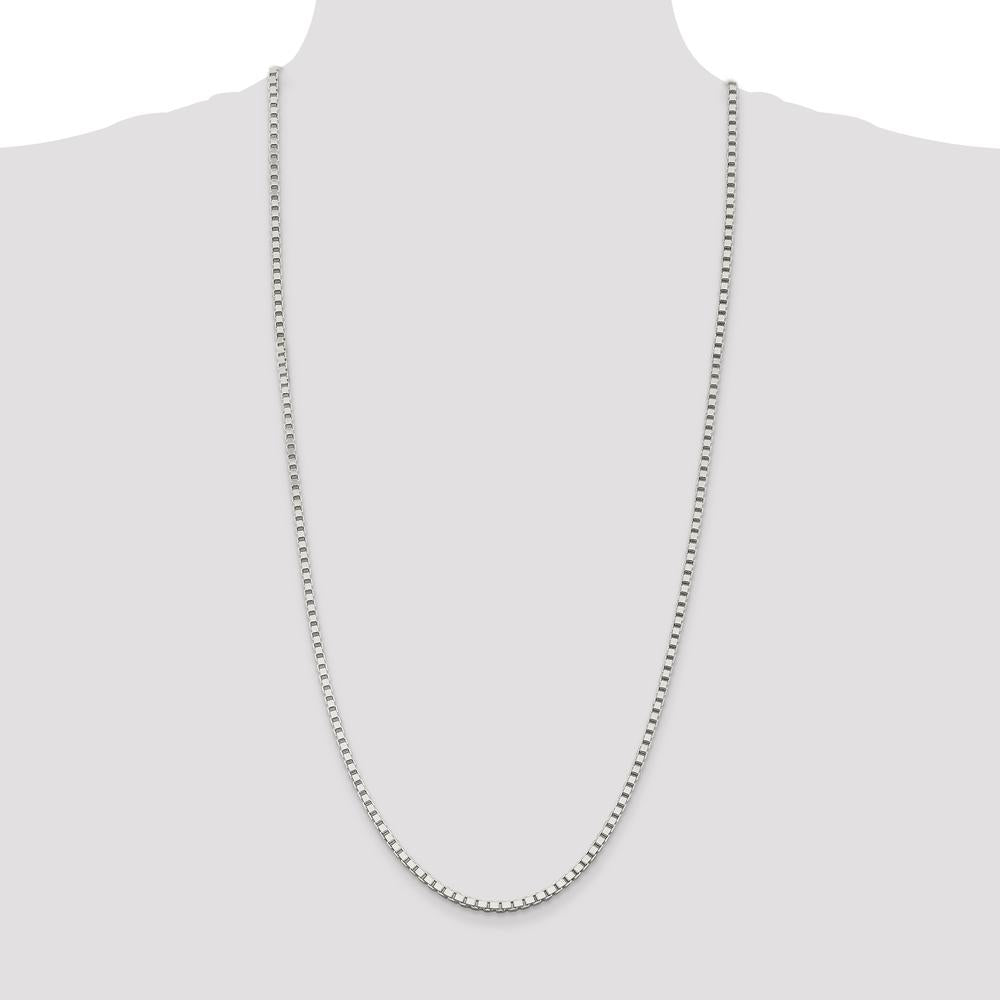 Sterling Silver 30" Polished Box Chain Necklace - 3mm Thickness by Lumare Gioia