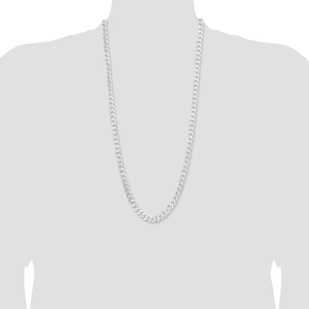 Sterling Silver 30" Polished Curb Chain - 7.5mm Width by Lumare Gioia