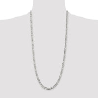 Sterling Silver 30" Rhodium-Plated Flat Figaro Chain with Pavé Finish - 5.5mm Width by Lumare Gioia