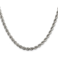 Sterling Silver 30" Rhodium-Plated Solid Rope Chain Necklace - 4.3mm Width by Lumare Gioia