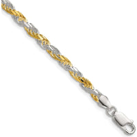 Sterling Silver 30" Rope Chain Necklace with Vermeil Accents - 3.5mm by Lumare Gioia