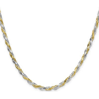 Sterling Silver 30" Rope Chain Necklace with Vermeil Accents - 3.5mm by Lumare Gioia