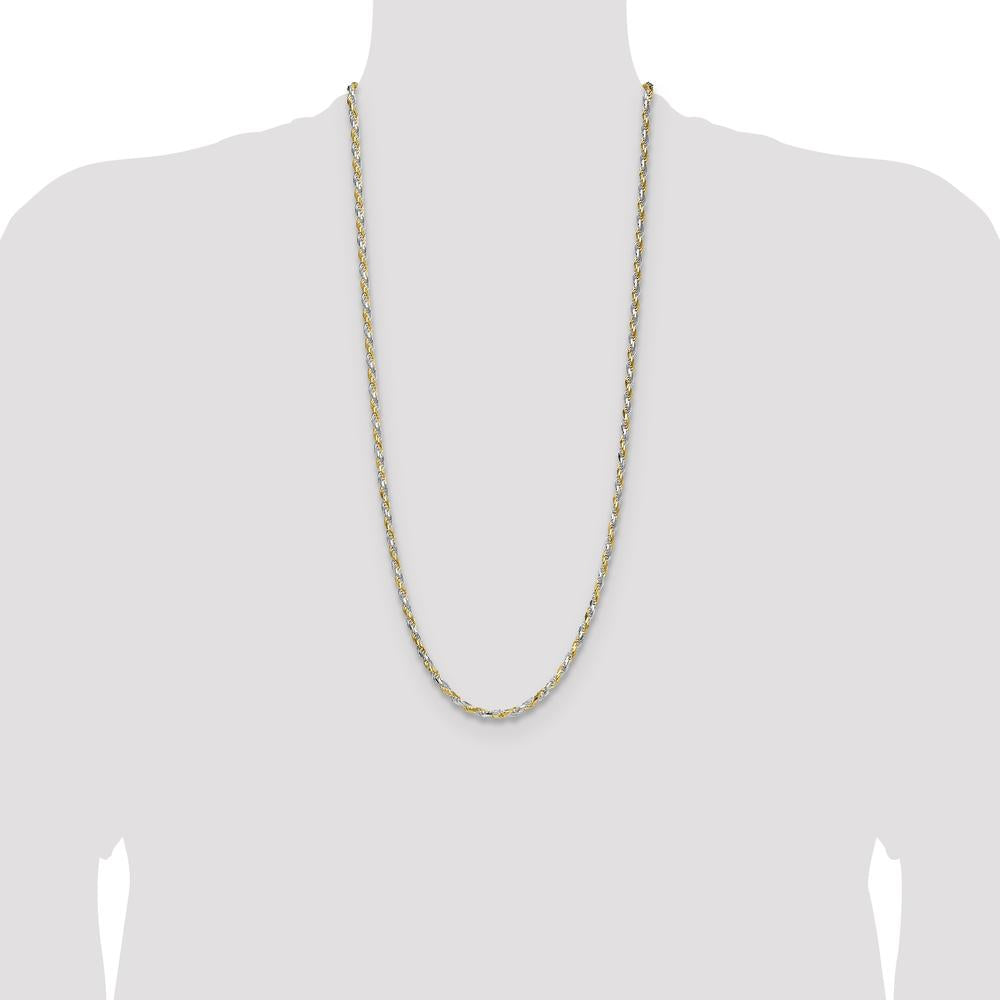 Sterling Silver 30" Rope Chain Necklace with Vermeil Accents - 3.5mm by Lumare Gioia
