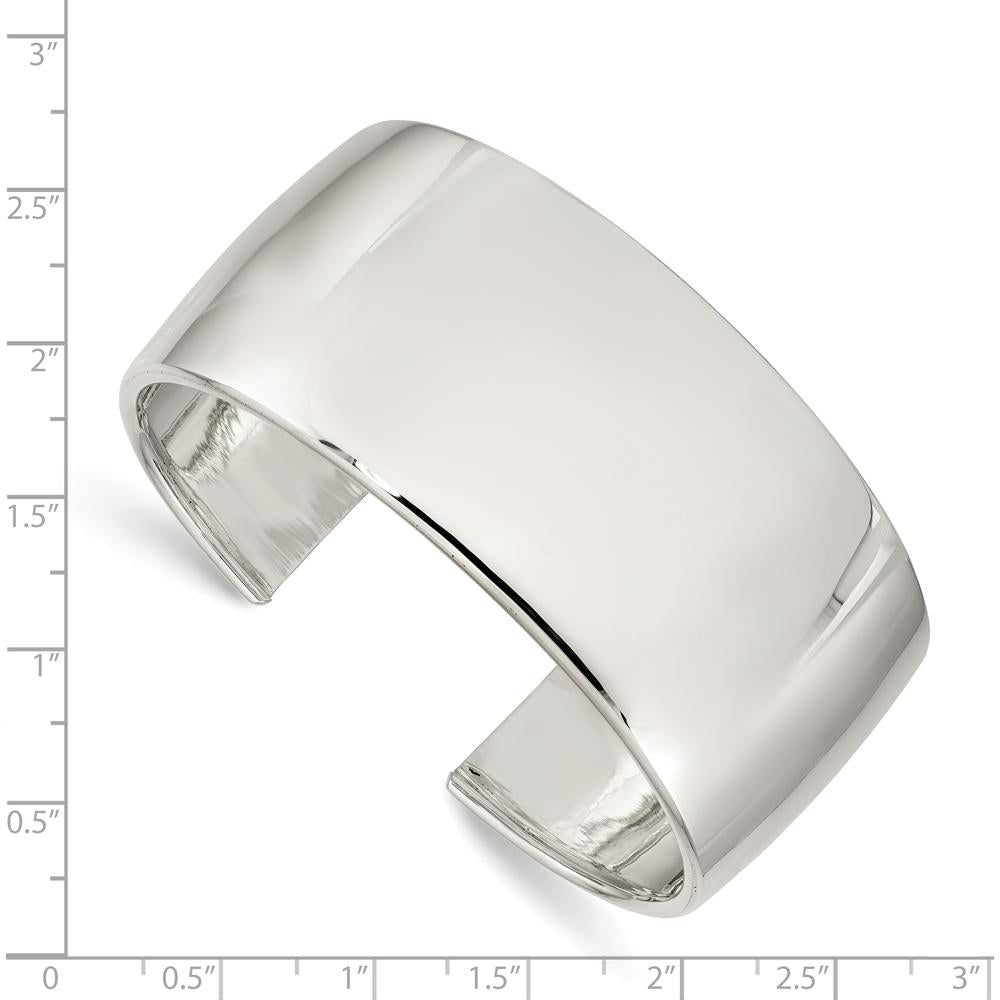 Sterling Silver 30mm Cuff Bangle Bracelet - Polished Finish by Lumare Gioia