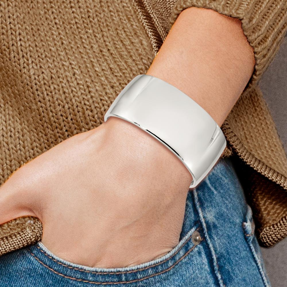 Sterling Silver 30mm Cuff Bangle Bracelet - Polished Finish by Lumare Gioia