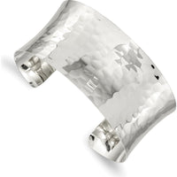 Sterling Silver 30mm Hammered Cuff Bangle - Polished Finish by Lumare Gioia