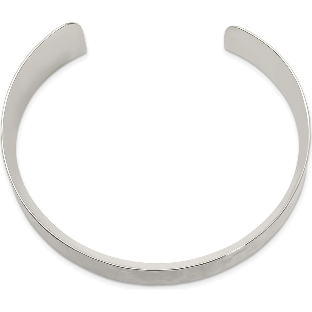 Sterling Silver 30mm Hammered Cuff Bangle - Polished Finish by Lumare Gioia