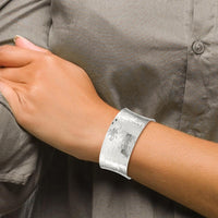 Sterling Silver 30mm Hammered Cuff Bangle - Polished Finish by Lumare Gioia