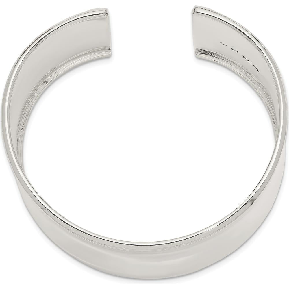 Sterling Silver 30mm Polished Cuff Bangle Bracelet for Women by Lumare Gioia