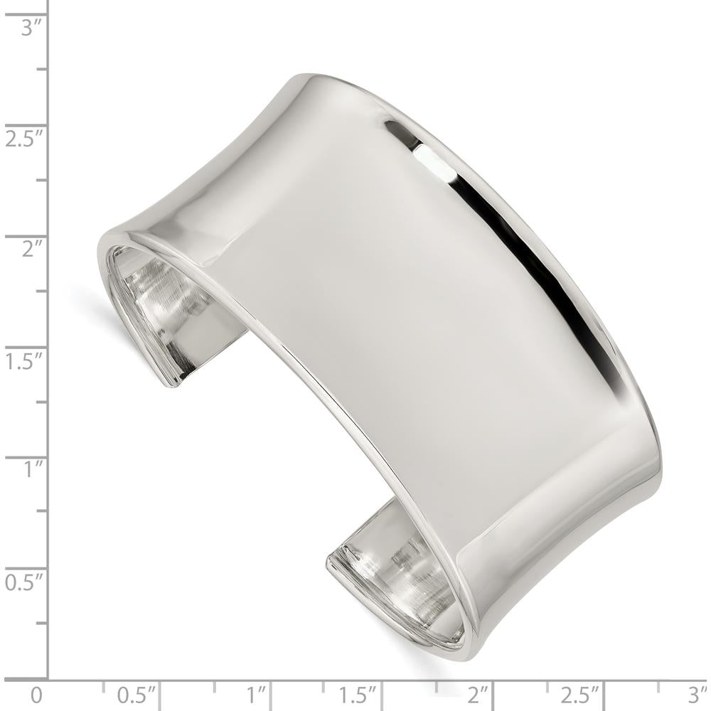 Sterling Silver 30mm Polished Cuff Bangle Bracelet for Women by Lumare Gioia