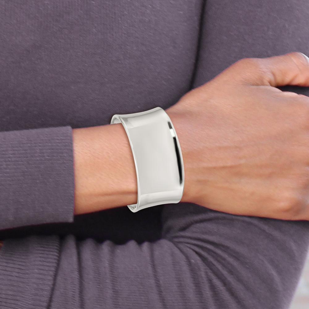 Sterling Silver 30mm Polished Cuff Bangle Bracelet for Women by Lumare Gioia