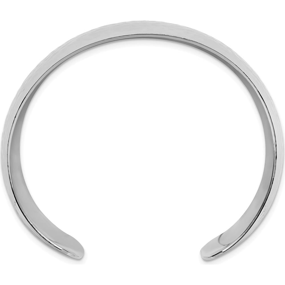 Sterling Silver 30mm Polished Hammered Domed Cuff Bangle by Lumare Gioia