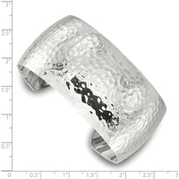 Sterling Silver 30mm Polished Hammered Domed Cuff Bangle by Lumare Gioia