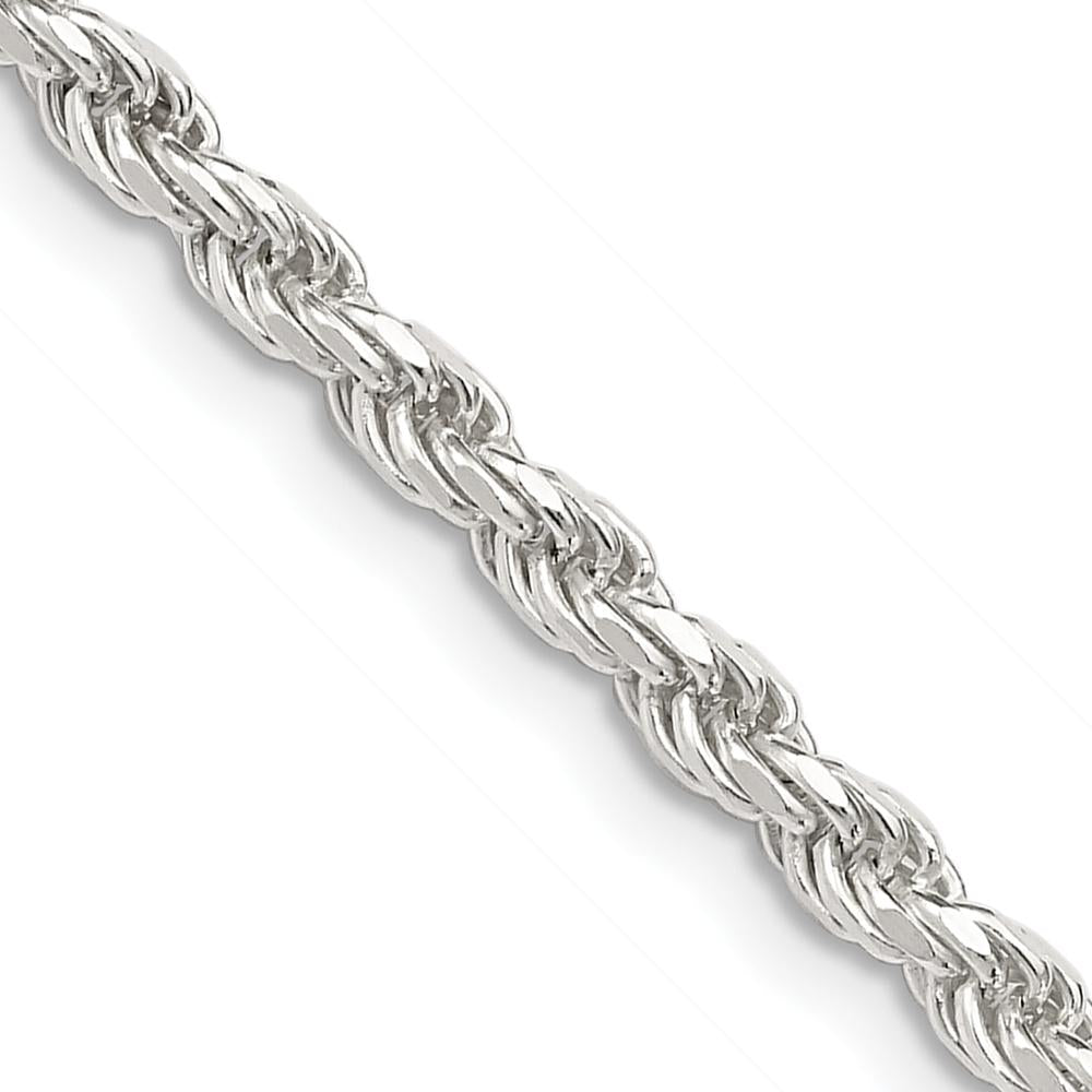 Sterling Silver 36" 3.2mm Diamond-Cut Rope Chain Necklace with Lobster Clasp by Lumare Gioia