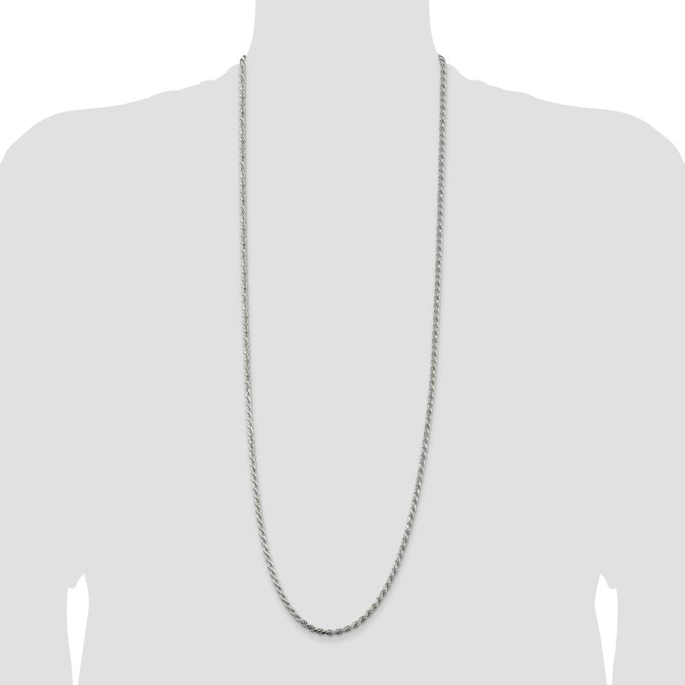 Sterling Silver 36" 3.2mm Diamond-Cut Rope Chain Necklace with Lobster Clasp by Lumare Gioia