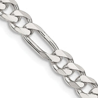 Sterling Silver 36" 5.5mm Polished Figaro Chain Necklace by Lumare Gioia