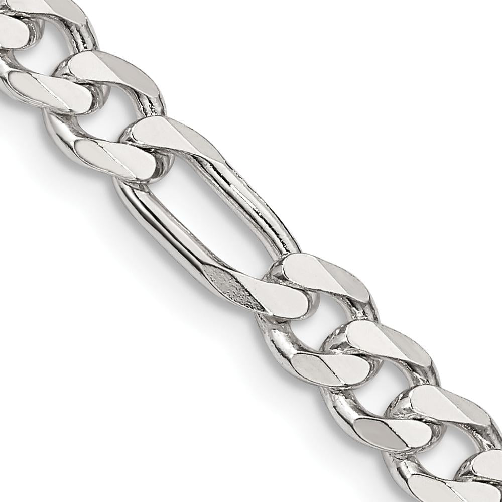 Sterling Silver 36" 5.5mm Polished Figaro Chain Necklace by Lumare Gioia
