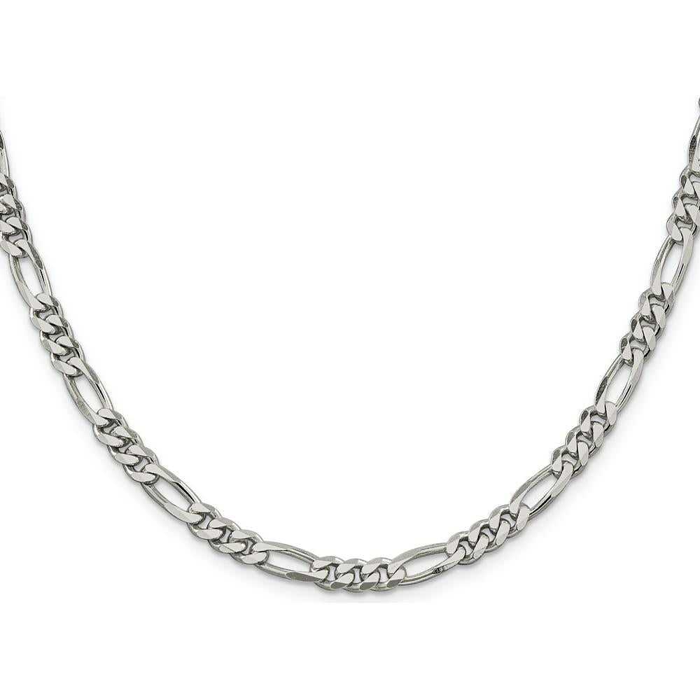Sterling Silver 36" 5.5mm Polished Figaro Chain Necklace by Lumare Gioia