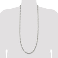 Sterling Silver 36" 5.5mm Polished Figaro Chain Necklace by Lumare Gioia