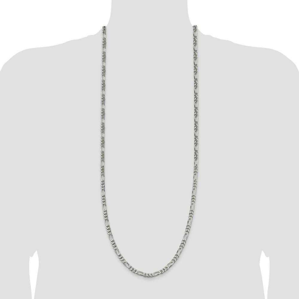 Sterling Silver 36" 5.5mm Polished Figaro Chain Necklace by Lumare Gioia