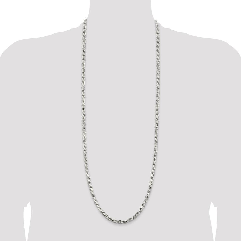 Sterling Silver 36" 5.75mm Diamond-Cut Rope Chain with Lobster Clasp by Lumare Gioia