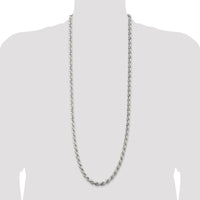 Sterling Silver 36" 6.5mm Diamond-Cut Rope Chain - Polished Finish by Lumare Gioia