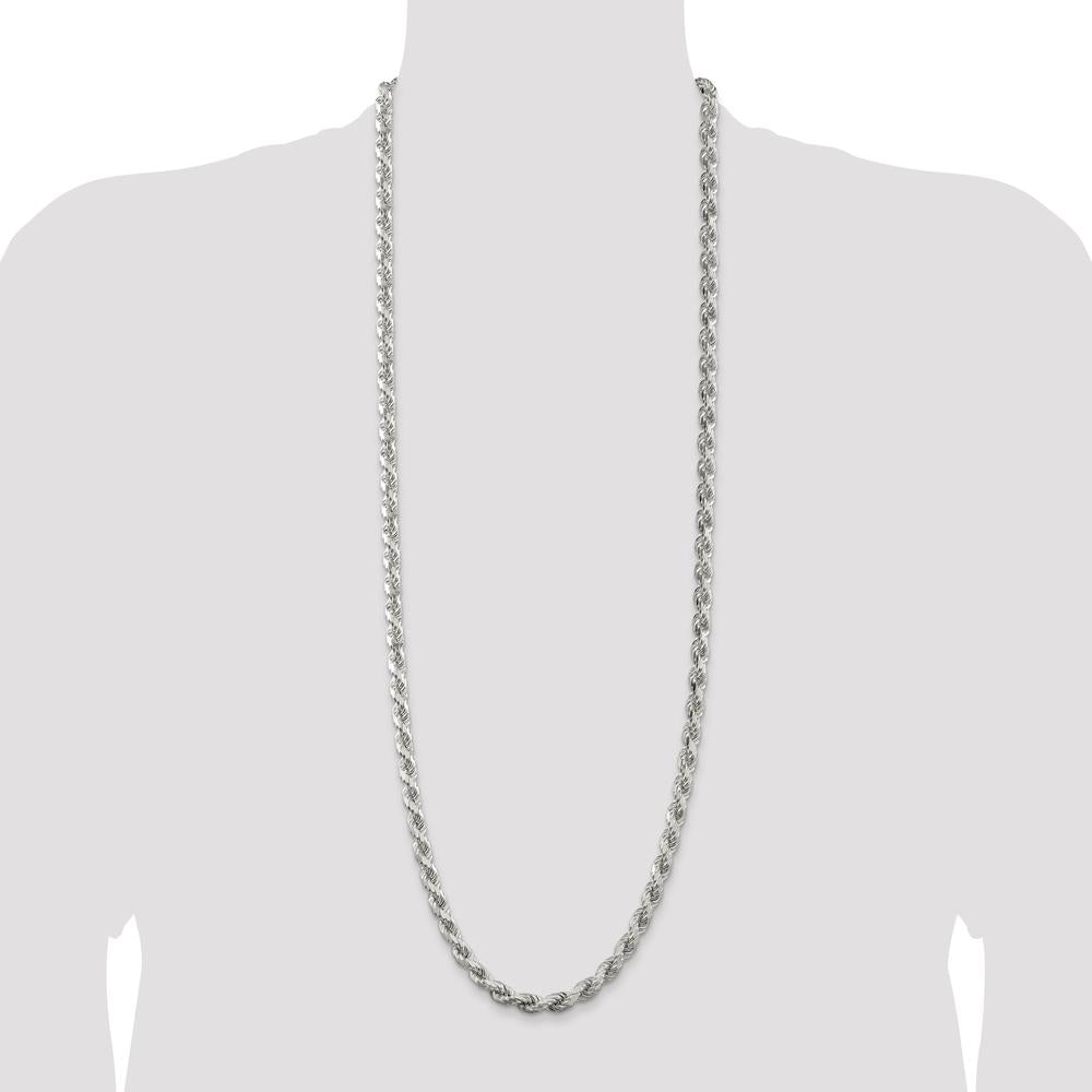 Sterling Silver 36" 6.5mm Diamond-Cut Rope Chain - Polished Finish by Lumare Gioia