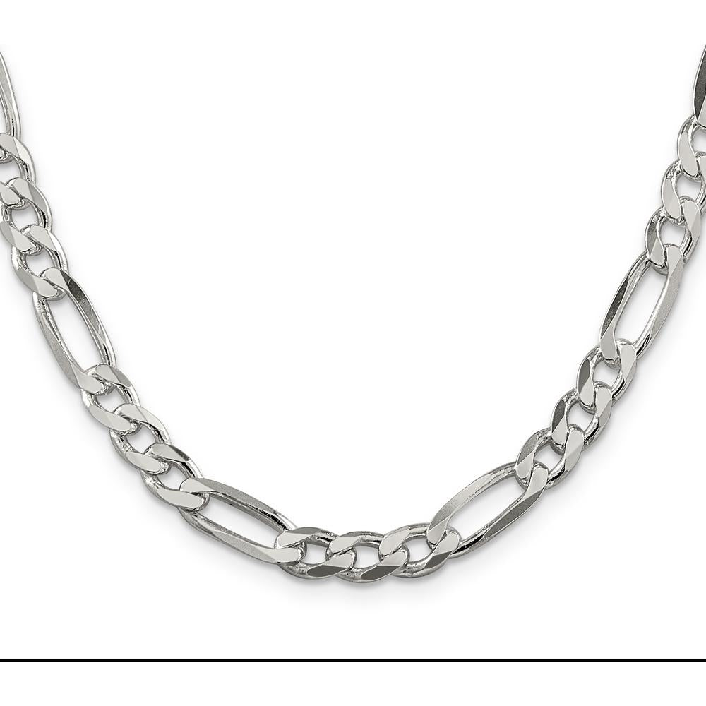 Sterling Silver 36" 6.75mm Figaro Chain with Lobster Clasp by Lumare Gioia