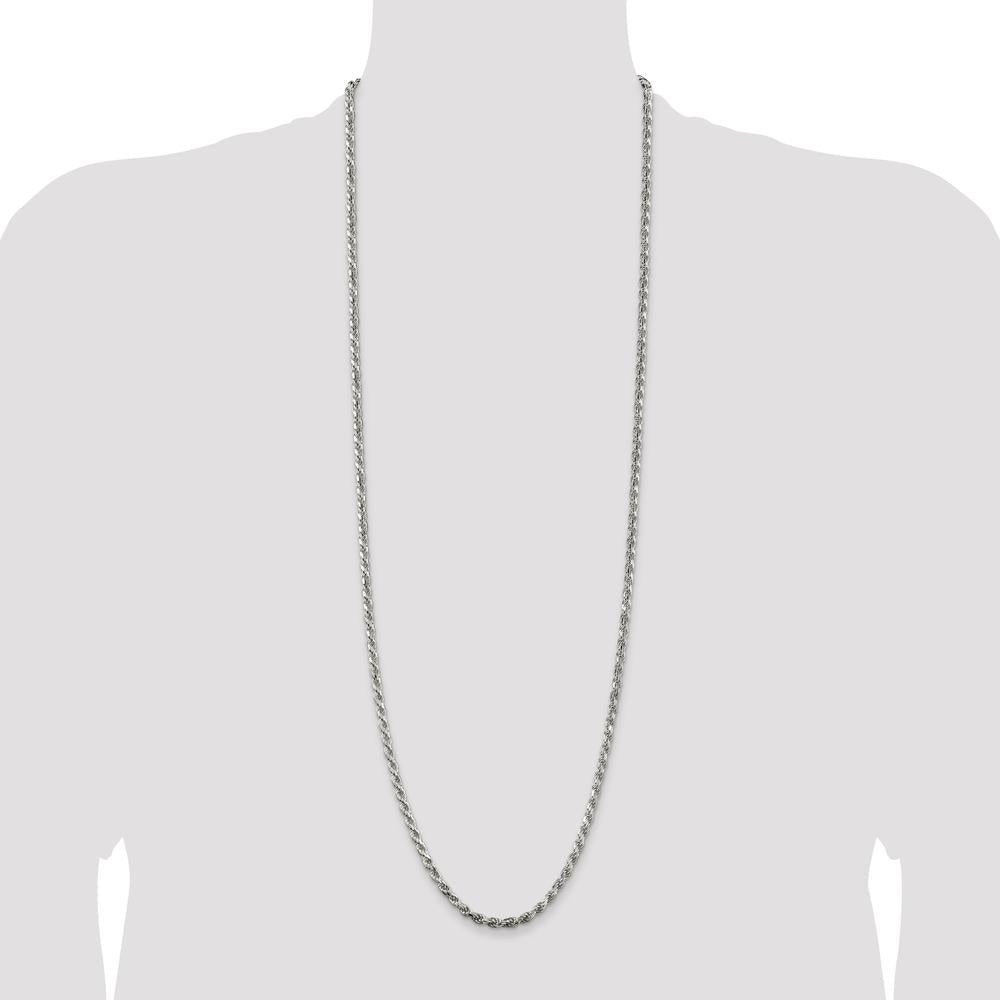 Sterling Silver 36" Diamond-Cut Rope Chain Necklace - 3.75mm Width by Lumare Gioia