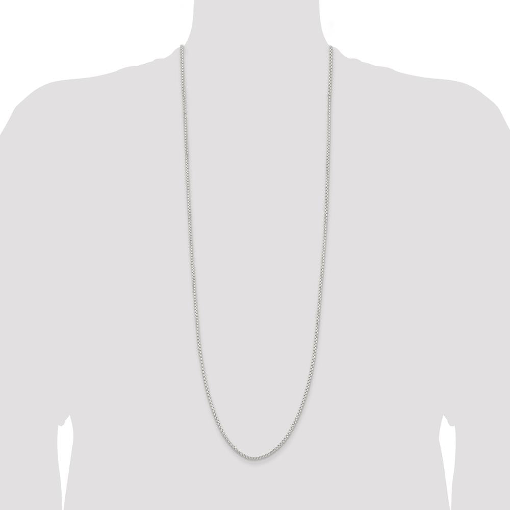 Sterling Silver 36" Polished Box Chain with Lobster Clasp - 2.6mm Width by Lumare Gioia