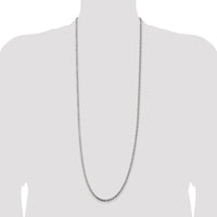 Sterling Silver 36" Rhodium-Plated Diamond-Cut Rope Chain - 3.2mm Width by Lumare Gioia