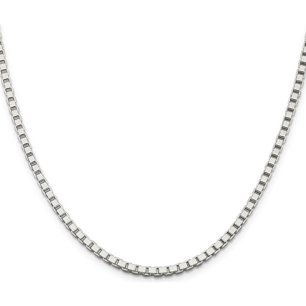 Sterling Silver 3mm Box Chain Necklace - 26 inches with Lobster Clasp by Lumare Gioia