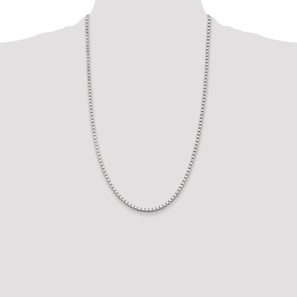 Sterling Silver 3mm Box Chain Necklace - 26 inches with Lobster Clasp by Lumare Gioia