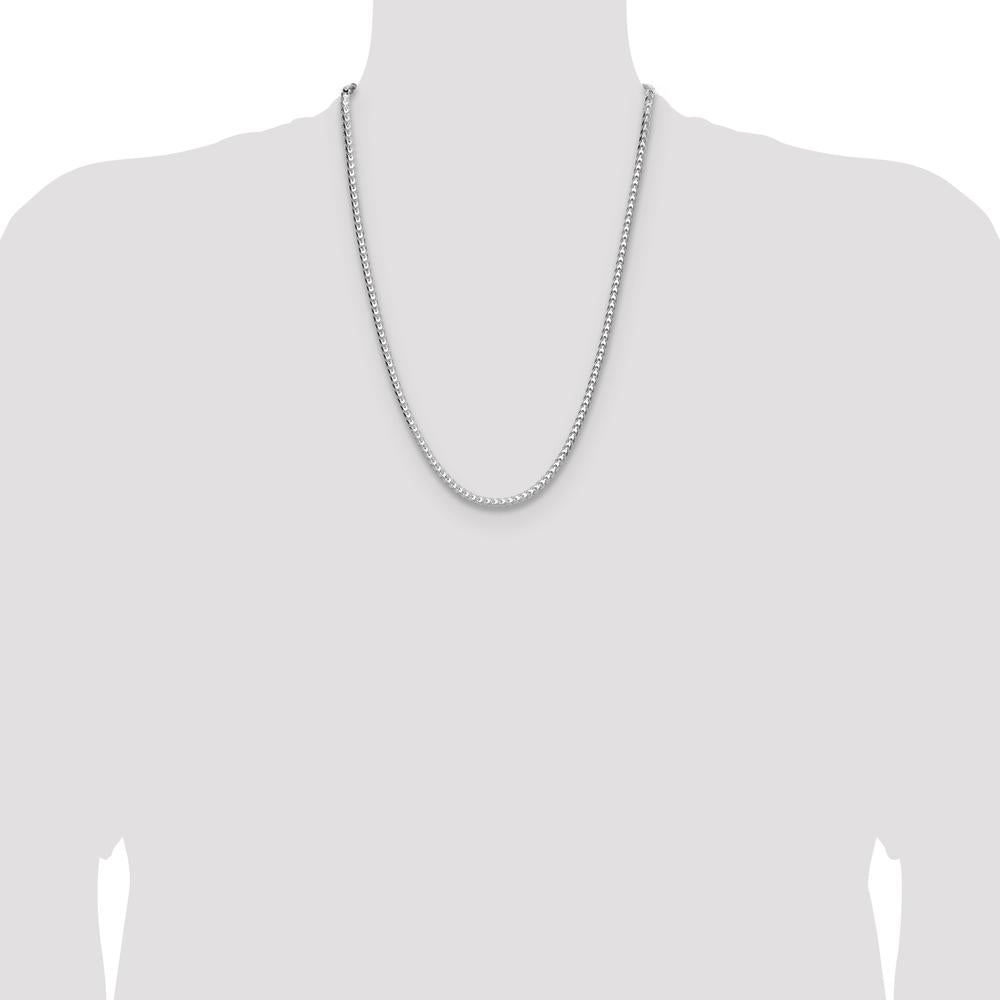Sterling Silver 4.0mm Diamond-Cut Square Franco Chain Necklace - 24 Inches by Lumare Gioia