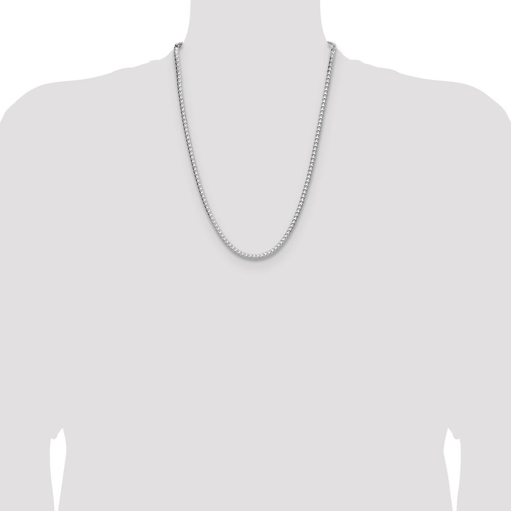 Sterling Silver 4.0mm Diamond-Cut Square Franco Necklace - 24 Inches by Lumare Gioia