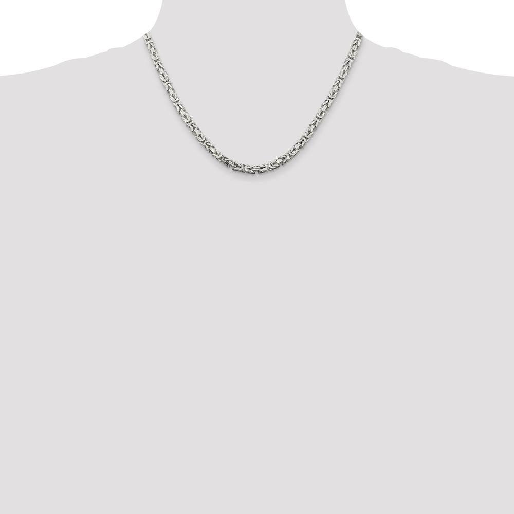 Sterling Silver 4.25mm Byzantine Chain Necklace - 18 Inches by Lumare Gioia