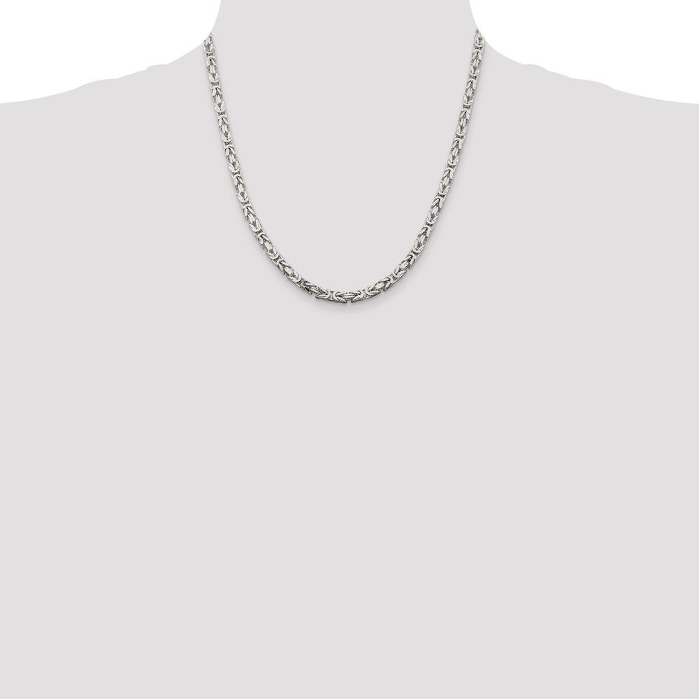 Sterling Silver 4.25mm Byzantine Chain Necklace - 20 inches by Lumare Gioia