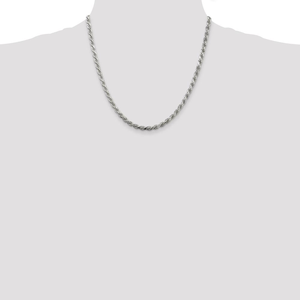 Sterling Silver 4.25mm Diamond-Cut Rope Chain Necklace - 20 Inches by Lumare Gioia