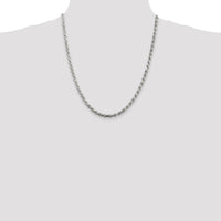 Sterling Silver 4.25mm Diamond-Cut Rope Chain Necklace - 22 Inches by Lumare Gioia