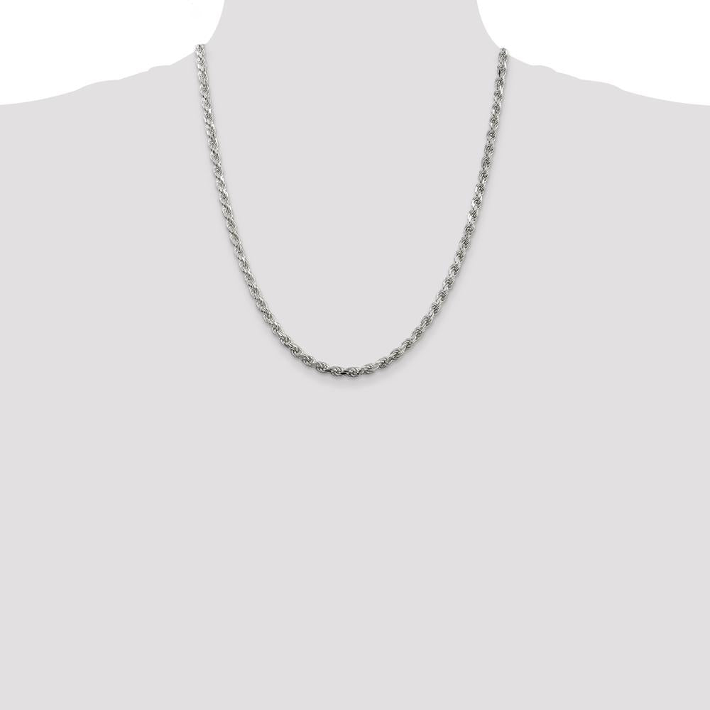 Sterling Silver 4.25mm Diamond-Cut Rope Chain Necklace - 22 Inches by Lumare Gioia