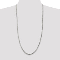 Sterling Silver 4.25mm Diamond-Cut Rope Chain Necklace - 30" Length with Lobster Clasp by Lumare Gioia