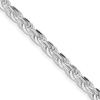 Sterling Silver 4.25mm Diamond-Cut Rope Chain with Rhodium Plating - 18 inch Length by Lumare Gioia