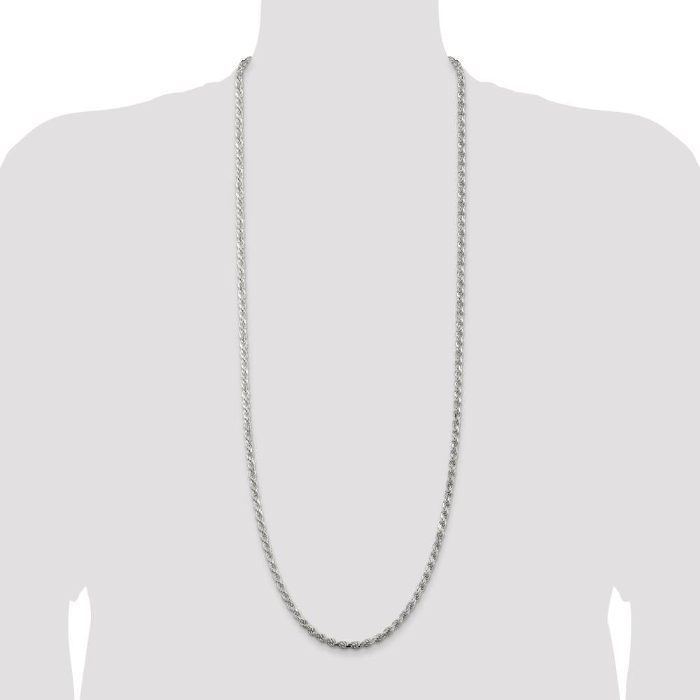 Sterling Silver 4.25mm Diamond-Cut Rope Necklace - 36" by Lumare Gioia